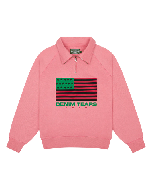 Denim Tears ADG Pan African American Flag Half Zip Pink