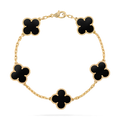 Bracciale Van Cleef & Arpels Vintage Alhambra, 5 motivi in oro giallo 18 carati, Onice