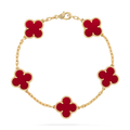 Van Cleef & Arpels Vintage Alhambra Armband, 5 Motive aus 18K Gelbgold, Karneol