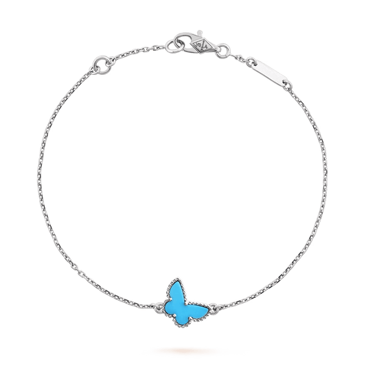 Van Cleef & Arpels Sweet Butterflies bracelet 18K white gold, Turquoise