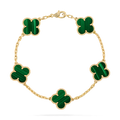 Bracciale Van Cleef & Arpels Vintage Alhambra, 5 motivi in oro giallo 18K e Malachite