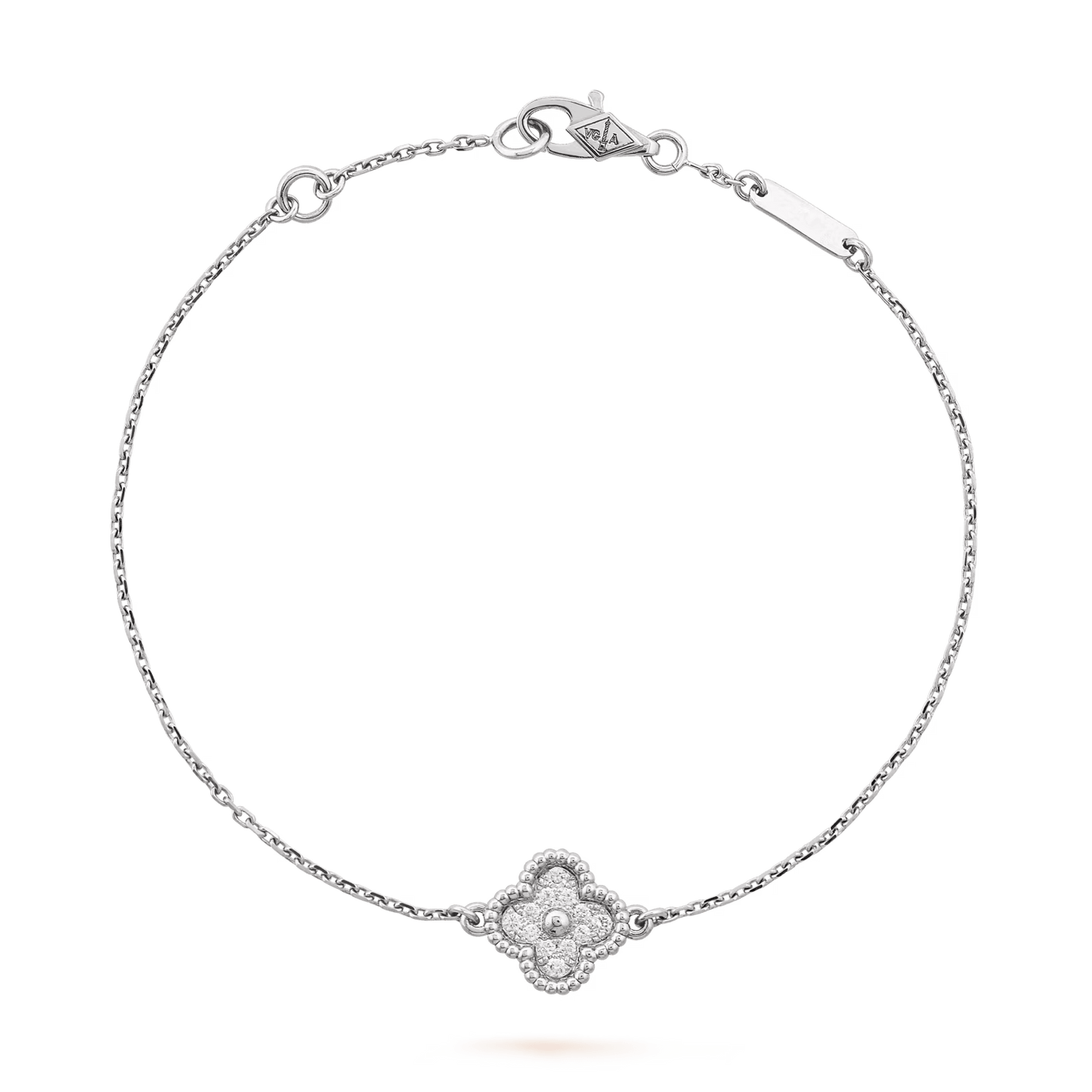 Van Cleef & Arpels Sweet Alhambra bracelet, 1 motif 18K white gold, Diamond