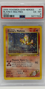 2000 Pokémon Gym Heroes Blaine's Moltres Holo 1/132 PSA 6 EX - MT - Image 3