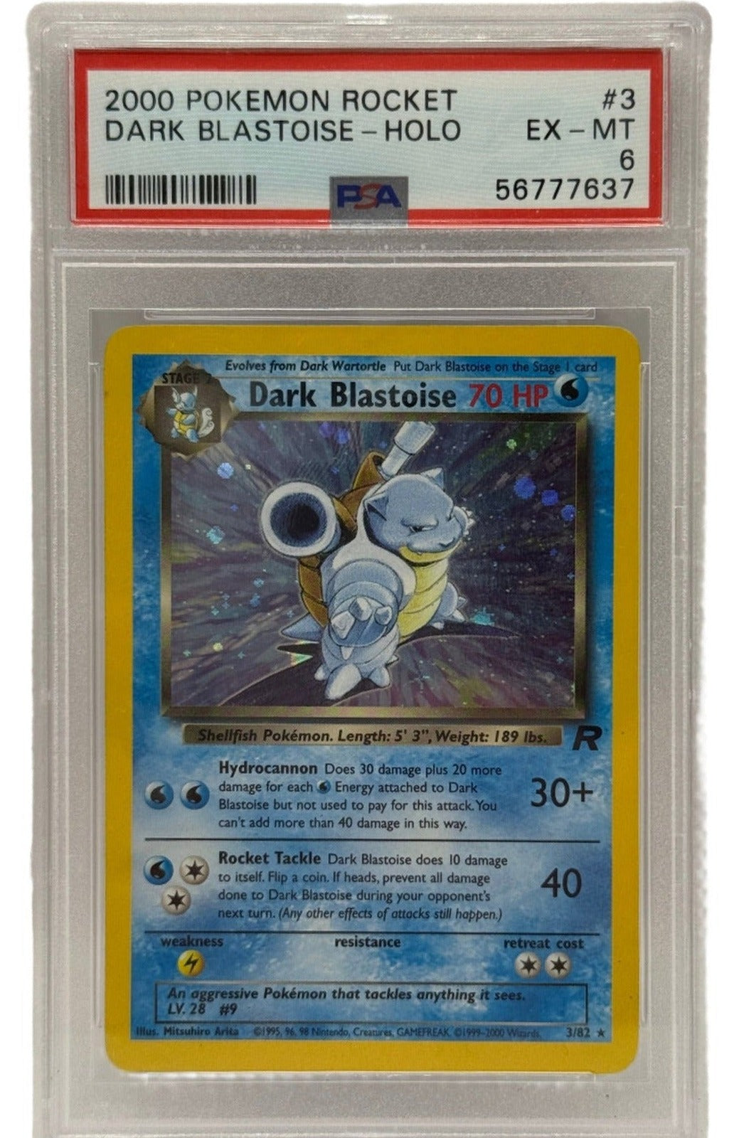 2000 Pokémon Rocket Dark Blastoise Holo 3/82 PSA 6 EX-MT