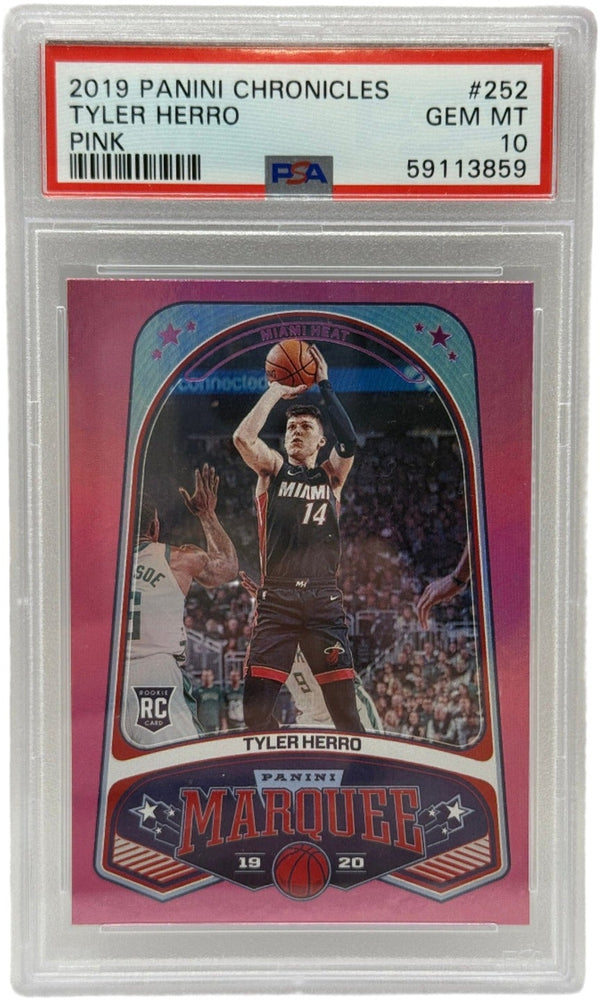2019 Panini Chronicles Tyler Herro Pink Rookie Card #252 PSA 10 GEM MINT