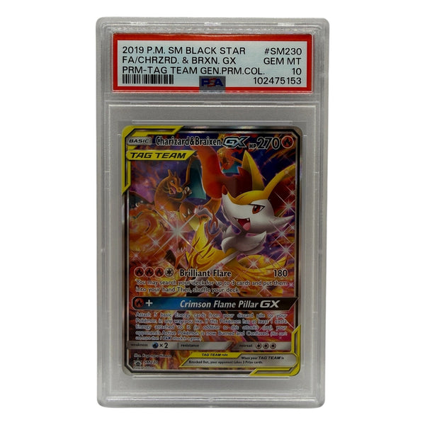 2019 Pokémon SM Tag Team Generations Charizard & Braixen GX SM230 PSA 10 GEM MINT — photo 1