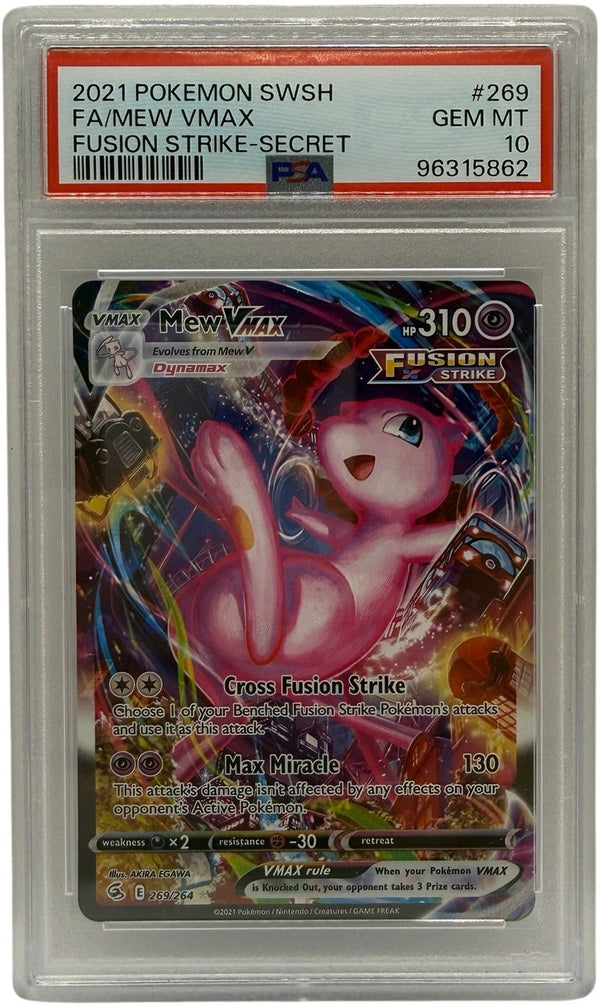2021 Pokémon SWSH Fusion Strike Mew VMAX Secret Rare #269 PSA 10 GEM MINT — photo 1