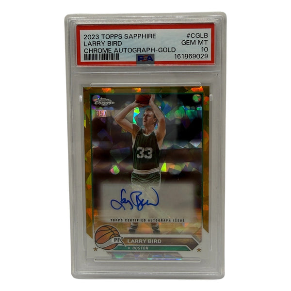 2023 Topps Chrome Sapphire Larry Bird Autograph Gold Refractor /50 PSA 10 GEM MINT — photo 1