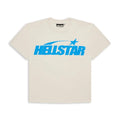 Hellstar Studios T-Shirt Classica con Stampa a Gel Beige e Azzurro Chiaro