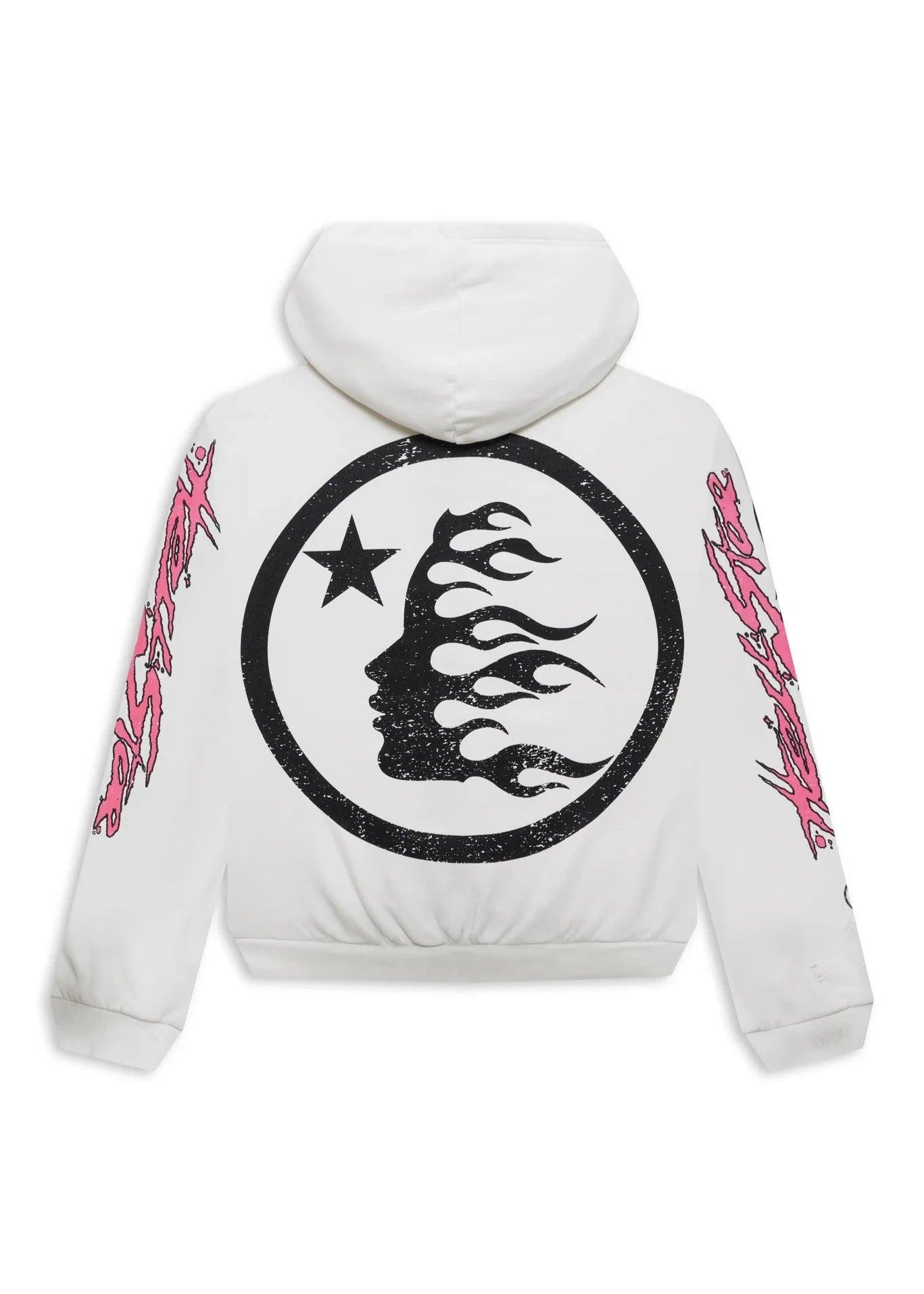 Hellstar Records Glitter Zip-Up Hoodie White