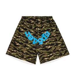 Sp5der OG Web V2 Pantaloncini in Felpa Mimetico Tigre Blu
