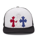 Chrome Hearts Triple Cross USA Cappello Trucker Rosso, Bianco e Blu