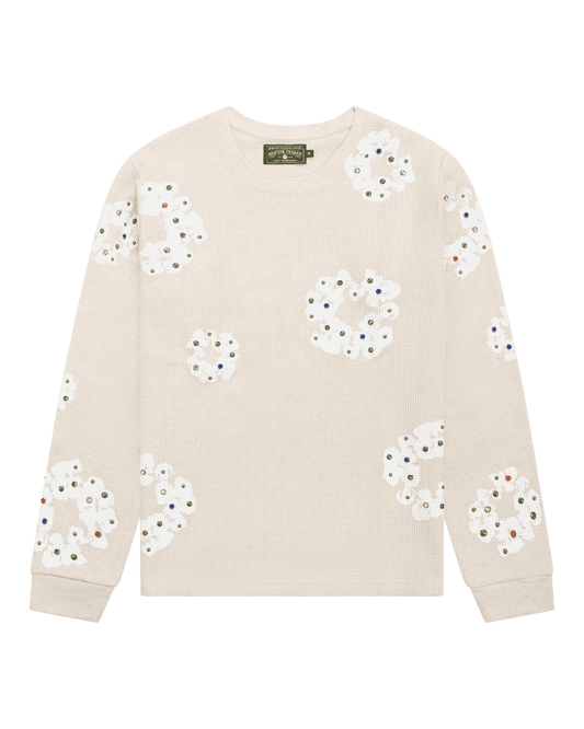 Denim Tears Rhinestone Cotton Wreath Thermal Oatmeal