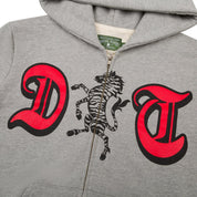 Denim Tears Zebra Crest Zip Hoodie Grey