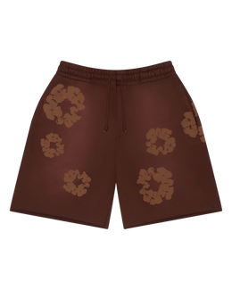 Denim Tears Mono Corona di Cotone Pantaloncini in Felpa Marrone