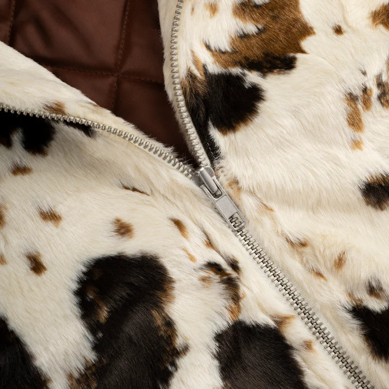 Sp5der Faux Fur Jacket Cow Print