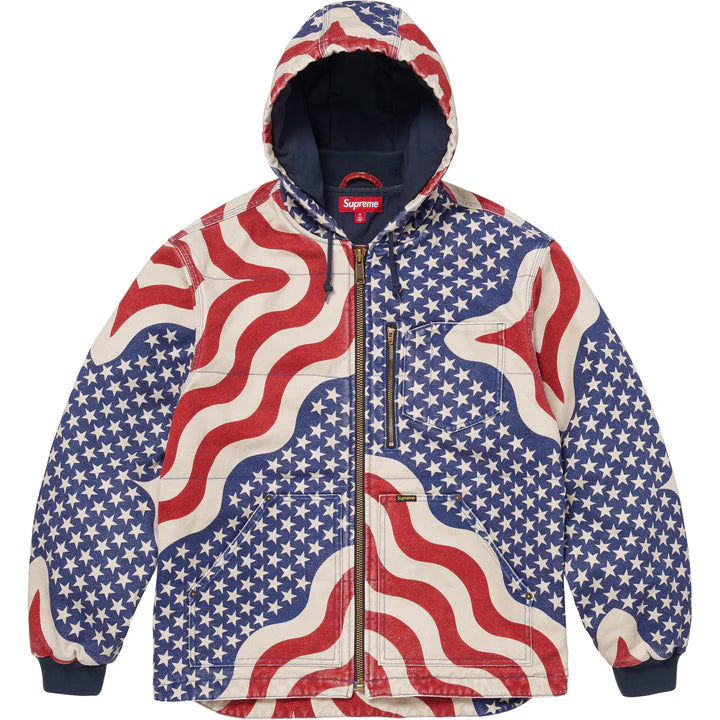 Supreme Flag Quilted Hooded Work Jacket Multicolor USA