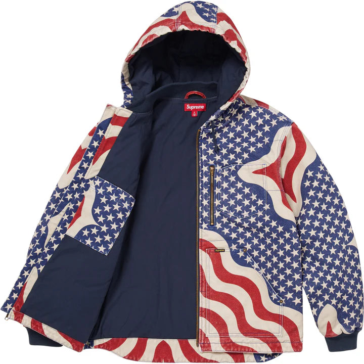 Supreme Flag Quilted Hooded Work Jacket Multicolor USA