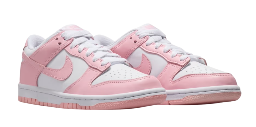 Pink and white sneakers on a white background