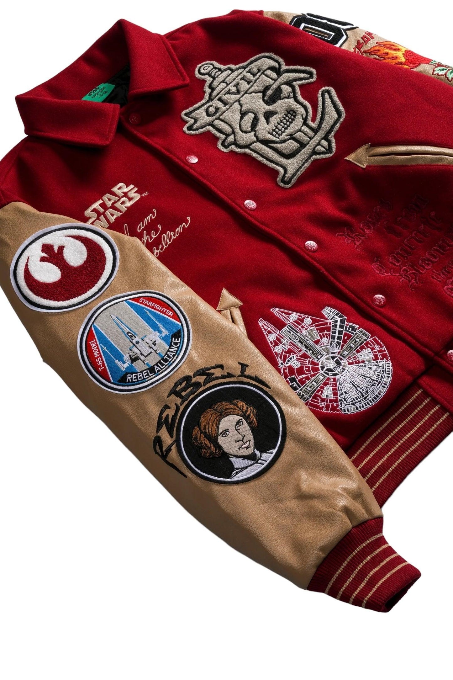 Star Wars x Civil Regime Rebellion Letterman Jacket Deep Red & Sand