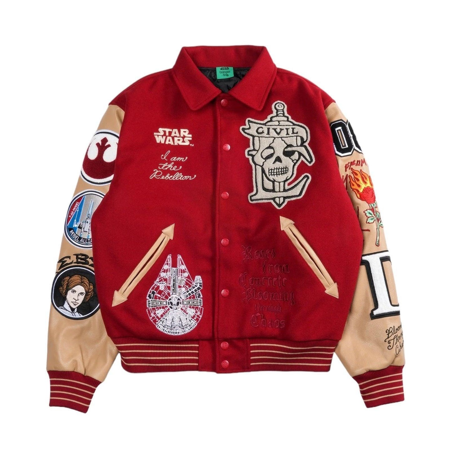 Star Wars x Civil Regime Rebellion Letterman Jacket Deep Red & Sand