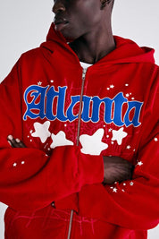 Sp5der Atlanta Zip Up Hoodie Red