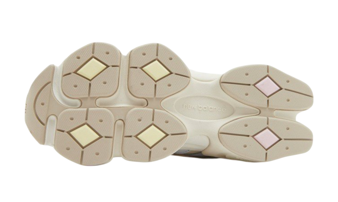 Close-up of a shoe sole with a diamond pattern on a white background