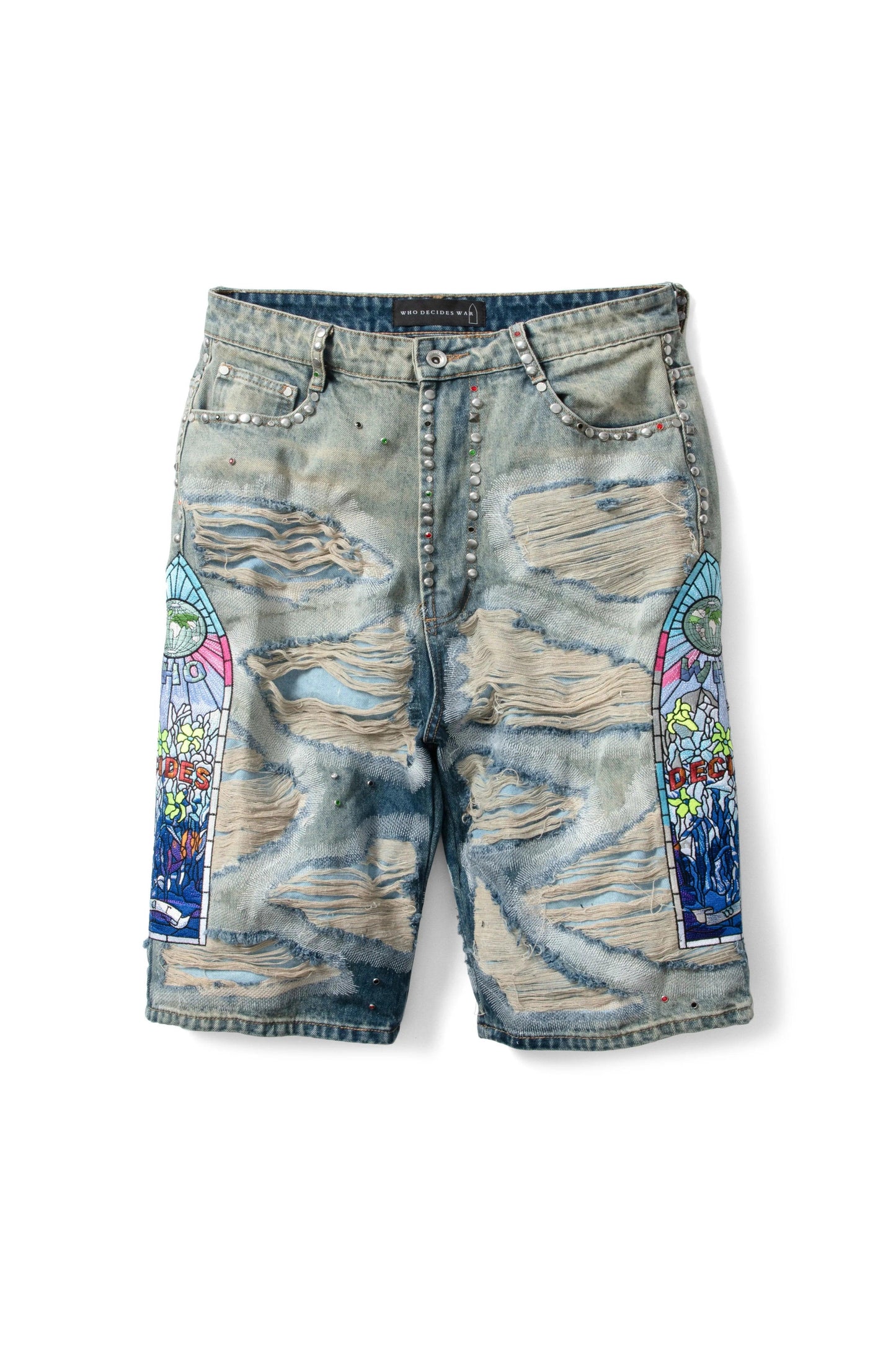 Who Decides War Chrome Stud Embroidered Jean Short