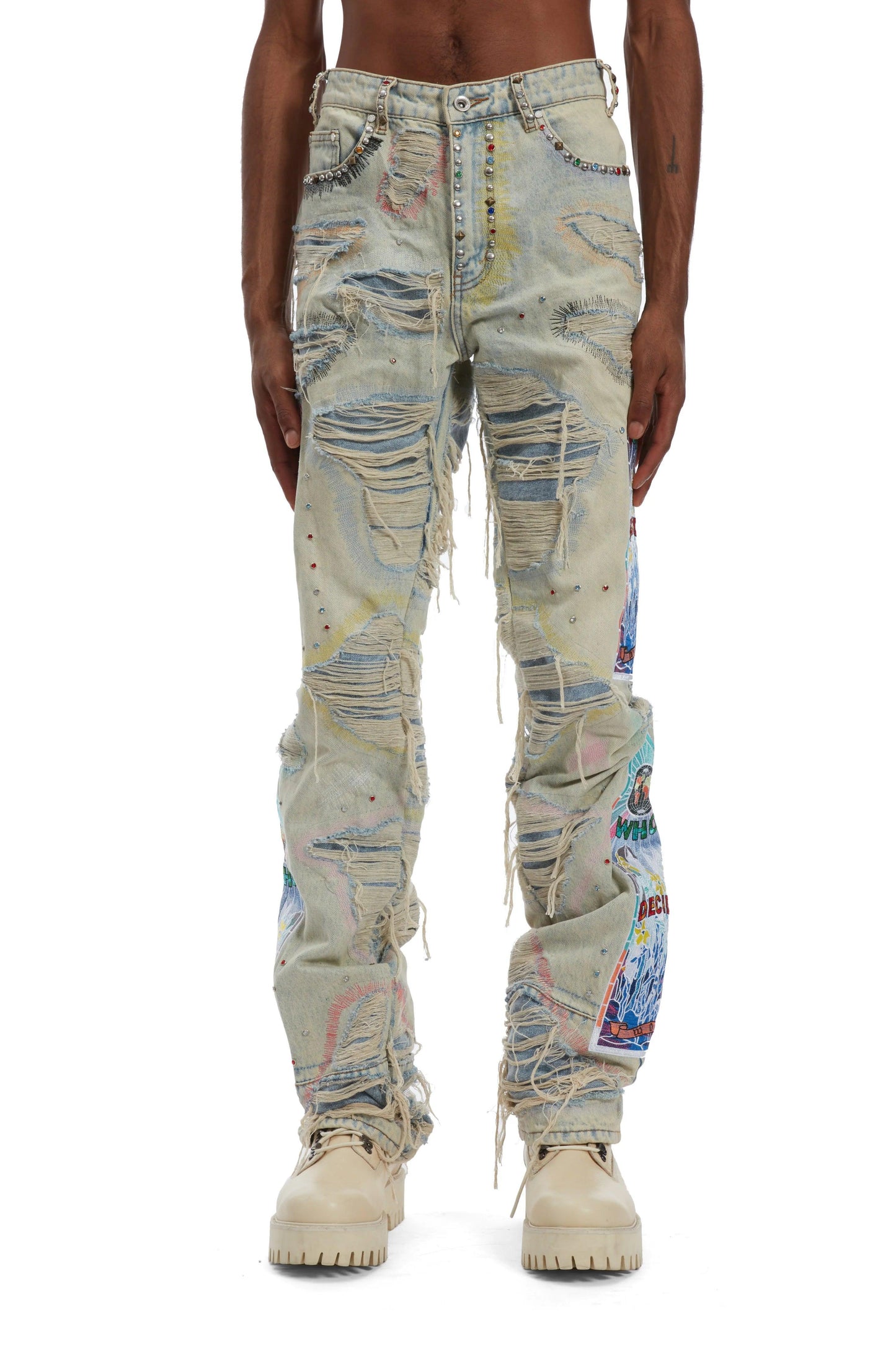 Who Decides War Stud Distressed Denim Jeans