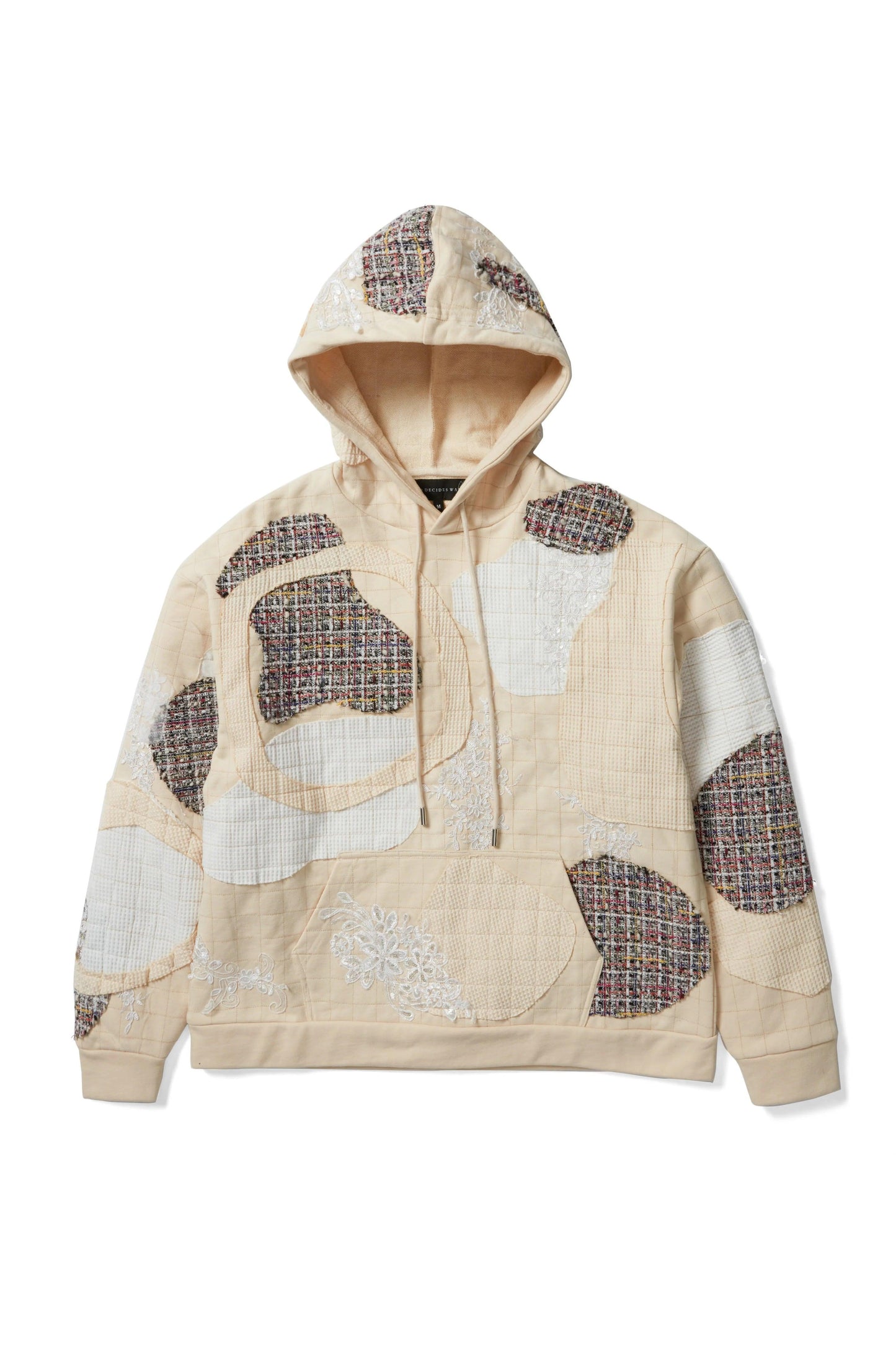 Who Decides War Tweed Patchwork Hooded Sweatshirt