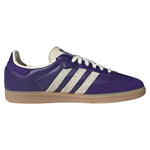 Purple Adidas sneaker with white stripes on a white background - Image 3
