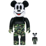Bearbrick BAPE Mickey Mouse 100% & 400% Set Black Green Camo - Supra Sneakers - Image 1