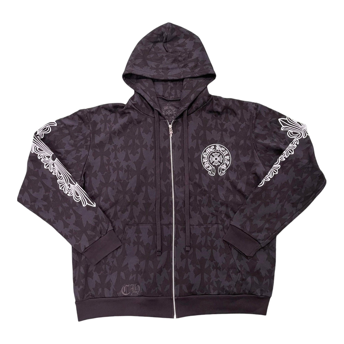 Chrome Hearts Cemetery Cross Zip-Up Hoodie Black - Supra Sneakers