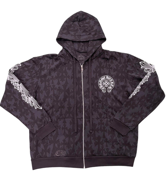 Chrome Hearts Cemetery Cross Zip-Up Hoodie Black - Supra Sneakers