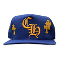 Chrome Hearts Lederpatches Snapback Cap Blau / Gelb