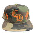 Chrome Hearts Lederpatches Snapback Cap Tarnmuster / Orange