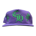 Chrome Hearts Lederpatches Snapback Cap Lila / Grün