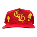 Chrome Hearts Lederaufnäher Snapback Cap Rot / Gelb