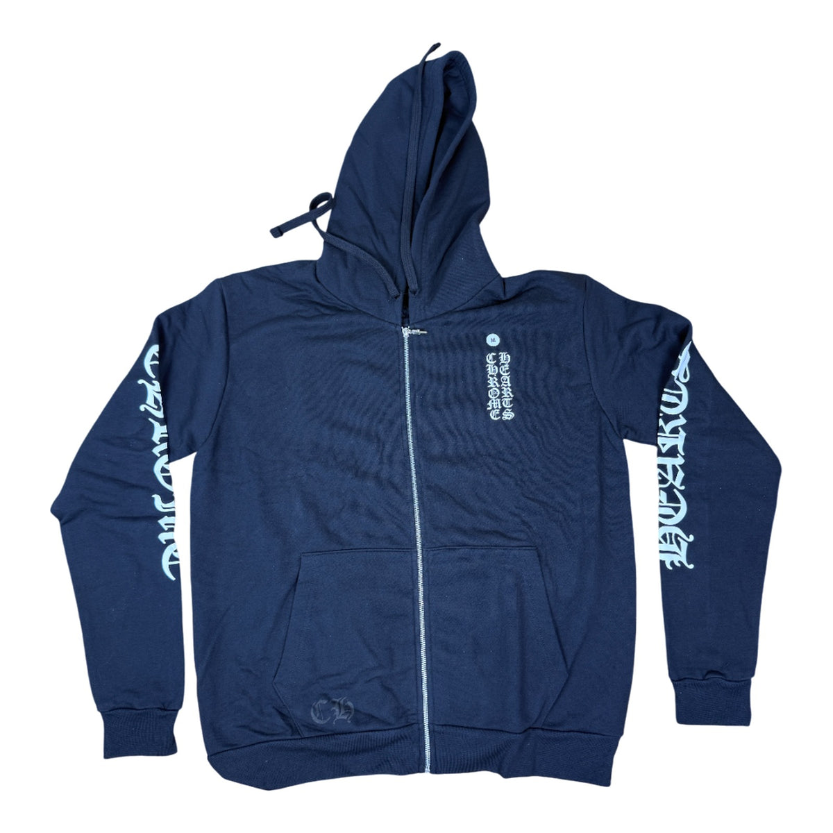 Chrome Hearts Script Zip Up Hoodie Black