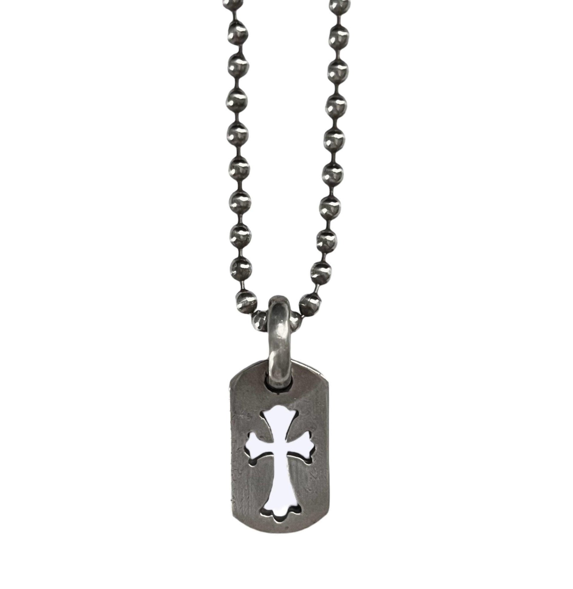 Chrome Hearts Silver Dog Tag w/ Ball Chain (30 Inches) - Supra Sneakers