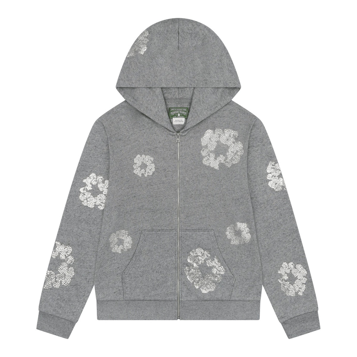 Denim Tears Cashmere Swarovski Cotton Wreath Zip Hoodie Grey