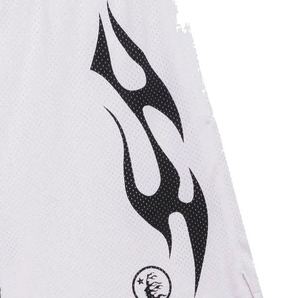 Hellstar Flame Mesh Shorts White