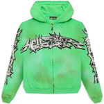 Hellstar Graffiti Zip-Up Hoodie Green - Image 1