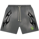 Hellstar Studios Flame Shorts Grey & Green - Image 1