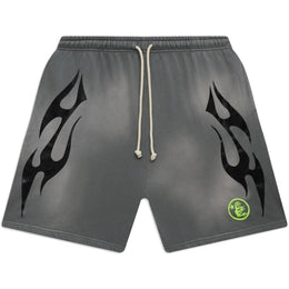 Hellstar Studios Flame Shorts Grey & Green