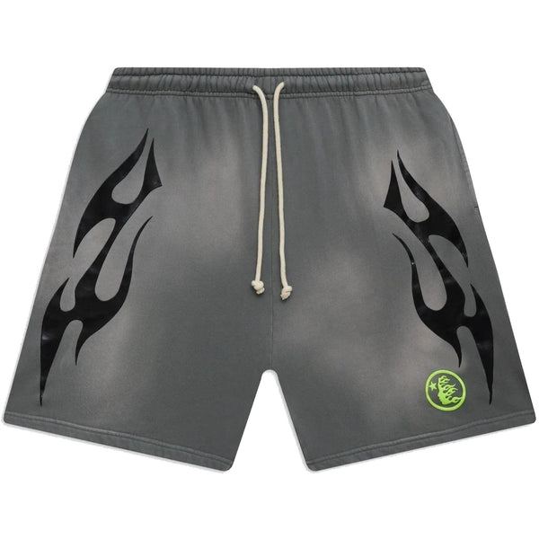 Hellstar Studios Flame Shorts Grey & Green
