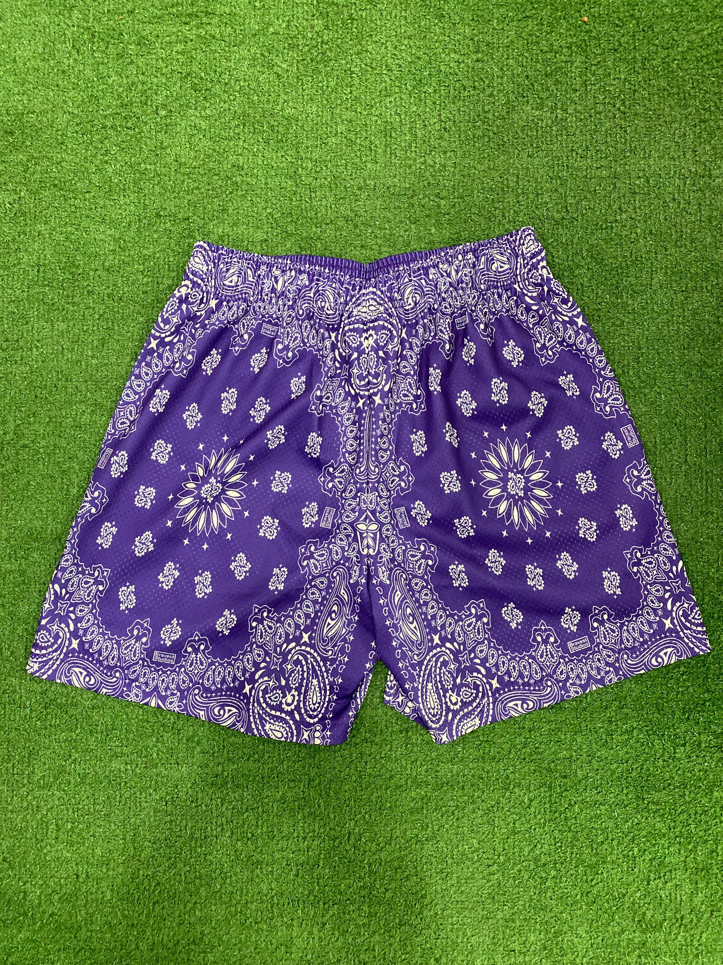 Bravest Studios Purple Paisley Shorts, Shorts - Supra Sneakers