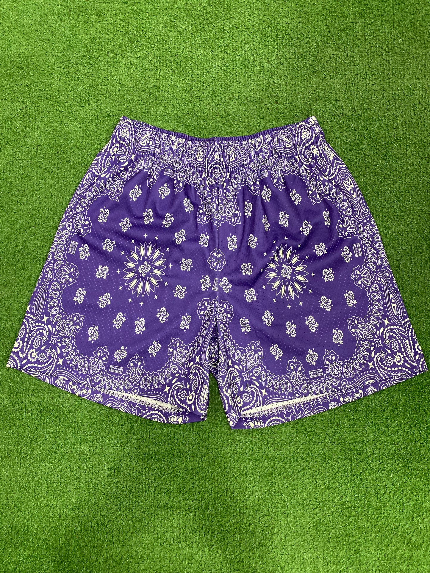 Bravest Studios Purple Paisley Shorts, Shorts - Supra Sneakers