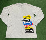 Supreme Thrasher Multi Logo L/S Tee Ash Grey, T-Shirt - Supra Sneakers