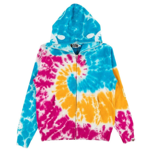 Ladies Bape Tie Dye Shark Zip Up Hoodie (W) - Supra Sneakers